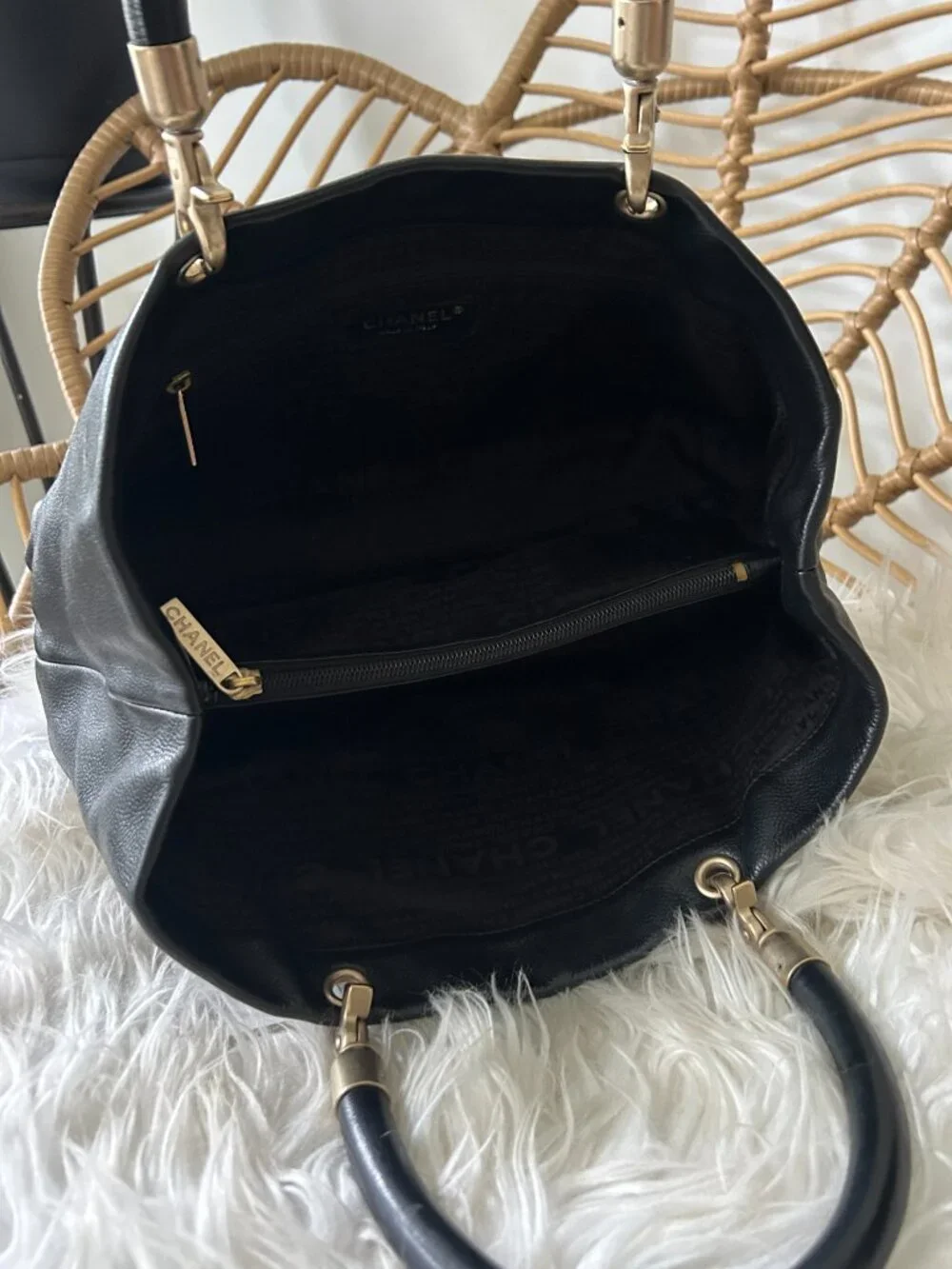 CHANEL Timeless Tote Shoulder in Black Caviar with dust bag